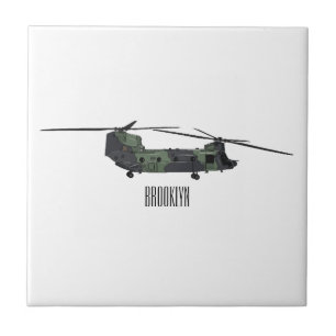 Azulejo De Cerâmica Ilustração de desenho animado de helicóptero do ex