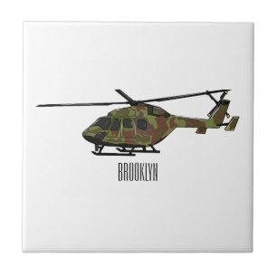 Azulejo De Cerâmica Ilustração de desenho animado de helicóptero do ex