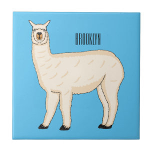 Azulejo De Cerâmica Ilustração de desenho animado de Llama