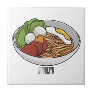 Azulejo De Cerâmica Ilustração de desenho animado de macarrão