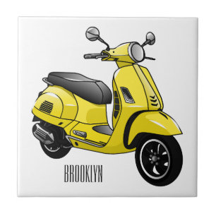 Azulejo De Cerâmica Ilustração de desenho animado de motocicleta