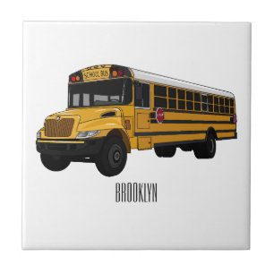 Azulejo De Cerâmica Ilustração de desenho animado de ônibus escolar