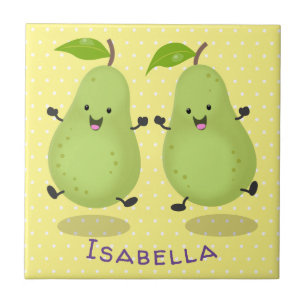 Azulejo De Cerâmica Ilustração de desenho animado de par de pera-cúpul