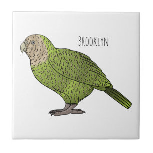 Azulejo De Cerâmica Ilustração de desenho animado de pássaro Kakapo