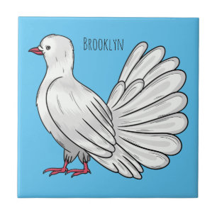 Azulejo De Cerâmica ilustração de desenho animado de pombo fantail