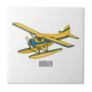Azulejo De Cerâmica Ilustração de desenho animado de Seaplane