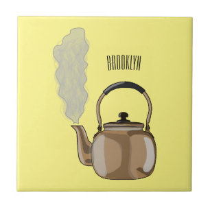 Azulejo De Cerâmica Ilustração de desenho animado de Stovetop ou de ch