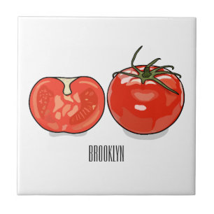 Azulejo De Cerâmica Ilustração de desenho animado de tomate