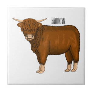 Azulejo De Cerâmica Ilustração de desenho animado de vaca em terras al