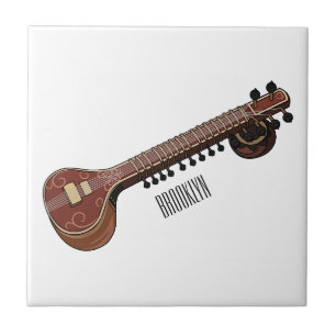 Azulejo De Cerâmica Ilustração de desenho animado de violão