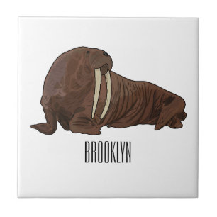 Azulejo De Cerâmica Ilustração de desenho animado de Walrus