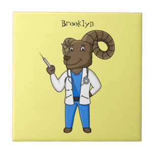 Azulejo De Cerâmica Ilustração de desenho animado do médico de ovel