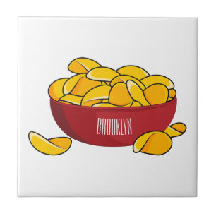 Azulejo De Cerâmica Ilustração de desenho animado em chip de batata