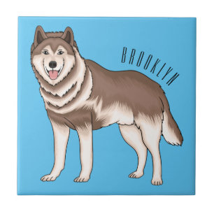 Azulejo De Cerâmica Ilustração de desenho animado siberiano husky