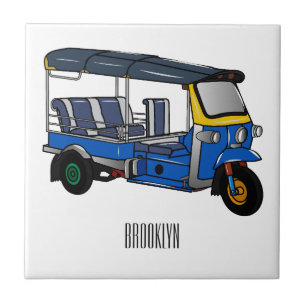 Azulejo De Cerâmica Ilustração de desenho animado Tuk tuk