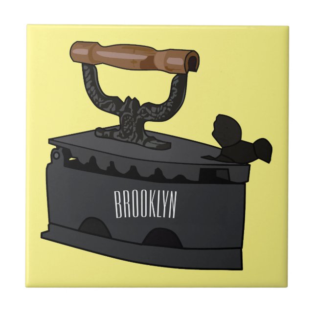 Azulejo De Cerâmica Ilustração de desenho de ferro do carvão (Frente)