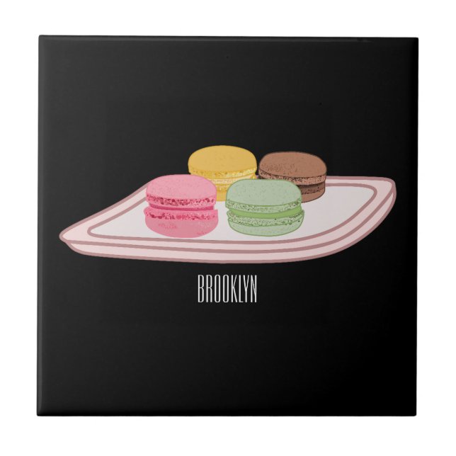 Azulejo De Cerâmica Ilustração de desenho de Macaron (Frente)