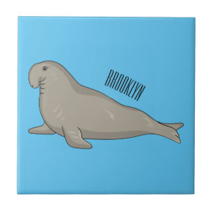 Azulejo De Cerâmica Ilustração de desenho do selo elefante