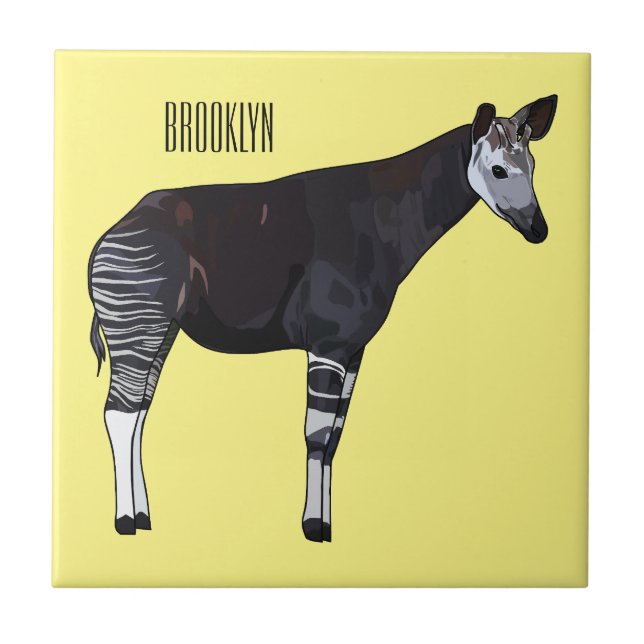 Azulejo De Cerâmica Ilustração de desenho em Okapi (Frente)