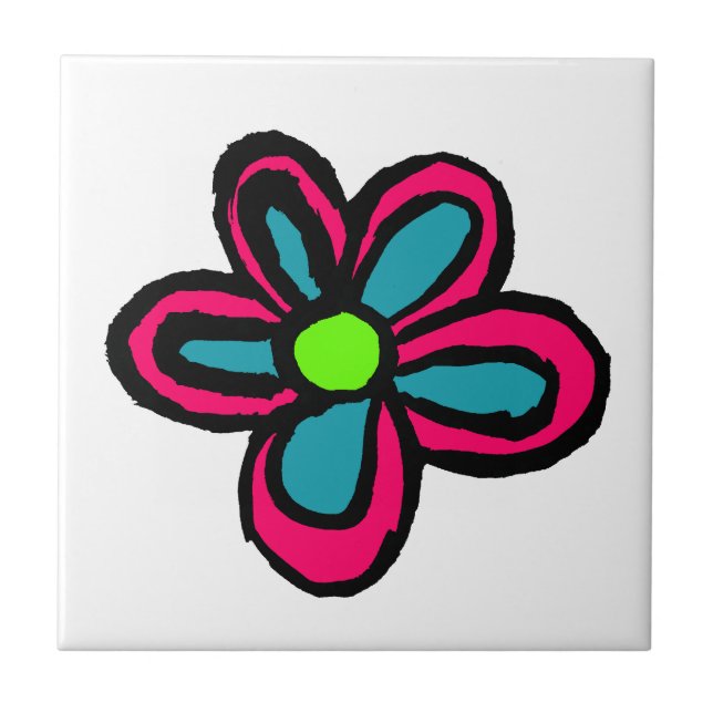 Azulejo De Cerâmica Ilustração de flor (Frente)
