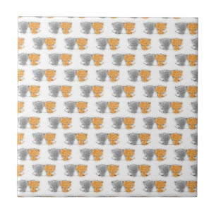 Azulejo De Cerâmica Ilustração de Gatinhos Fofos e Felpudos Arte de Ga