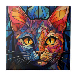 Azulejo De Cerâmica Ilustração de Gato de Vidro Mantido