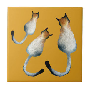 Azulejo De Cerâmica Ilustração de gato preto e marrom da Tabby