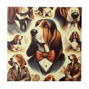Azulejo De Cerâmica Ilustração de Hound de Base de Vintage