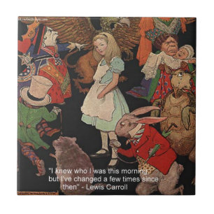 Azulejo De Cerâmica Ilustração de Lewis Carroll e Citação de Mudança d
