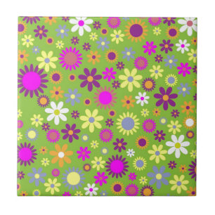 Azulejo De Cerâmica Ilustração de margarida floral de Primavera floral