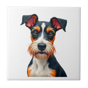 Azulejo De Cerâmica Ilustração de retrato de cachorro colorido retrô V