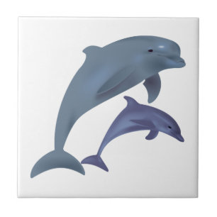 Azulejo De Cerâmica Ilustração de salto dos golfinhos