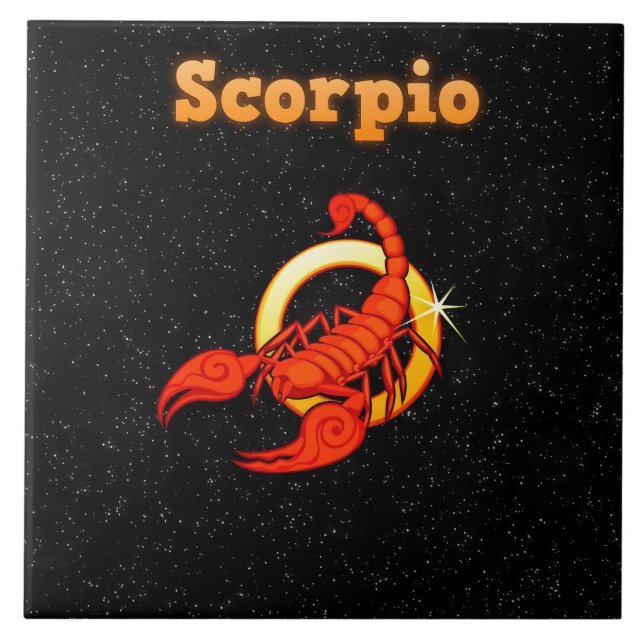 Azulejo De Cerâmica Ilustração de Scorpio (Frente)