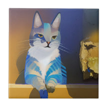 Ilustração de sol ouro de gato azul