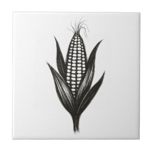 Azulejo De Cerâmica Ilustração de Tinta Preta - Colheita de Design