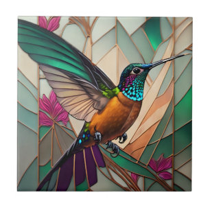 Azulejo De Cerâmica Ilustração de Vidro Estreito de um Hummingbird