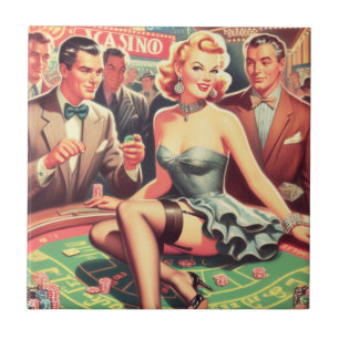 Azulejo De Cerâmica Ilustração do casino Vintage