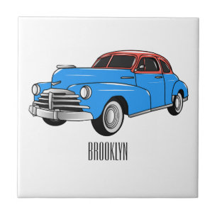 Azulejo De Cerâmica Ilustração do desenho animado Classic car 1948
