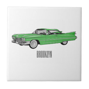 Azulejo De Cerâmica Ilustração do desenho animado Classic car 1959