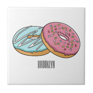 Azulejo De Cerâmica ilustração do desenho animado de rosquinha