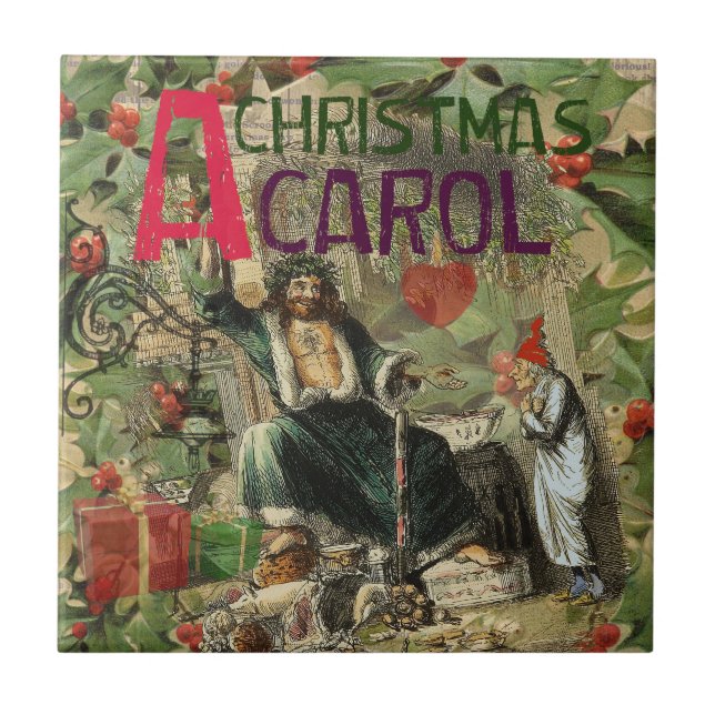 Azulejo De Cerâmica Ilustração do Espírito do Natal Presente Scrooge (Frente)