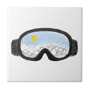 Azulejo De Cerâmica Ilustração do Modo Montanha Ski Goggles
