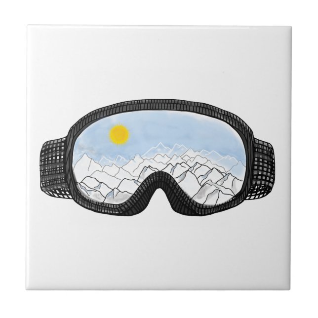 Azulejo De Cerâmica Ilustração do Modo Montanha Ski Goggles (Frente)