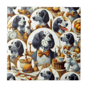 Azulejo De Cerâmica Ilustração do Setter Inglês Vintage