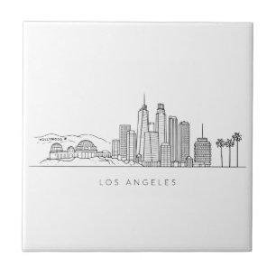Azulejo De Cerâmica Ilustração Minimalista da Silhueta de Los Angeles