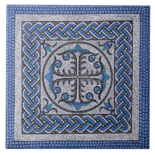 Azulejo De Cerâmica Ilustração mosaica romana antiga azul do Danúbi
