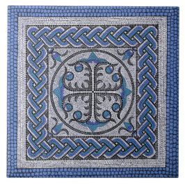 Azulejo De Cerâmica Ilustração mosaica romana antiga azul do Danúbio