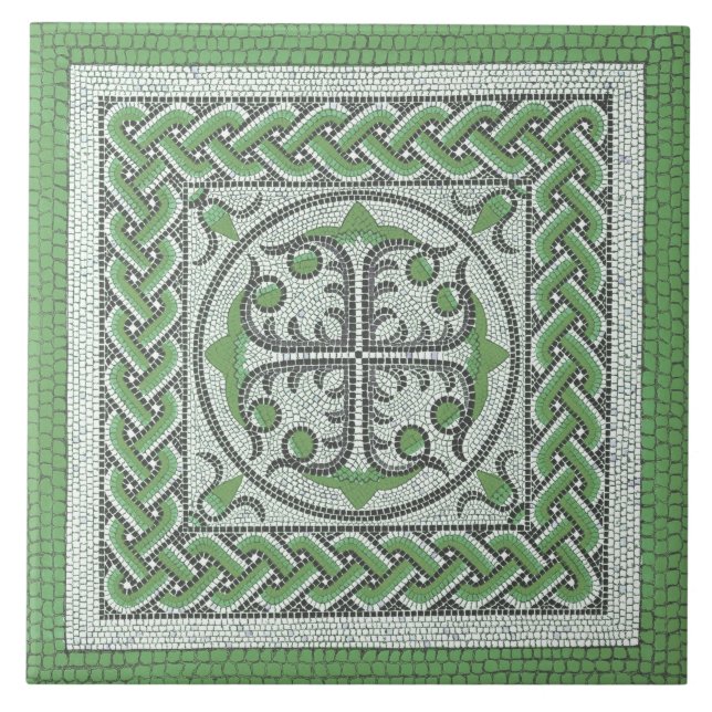 Azulejo De Cerâmica Ilustração mosaica romana antiga verde (Frente)