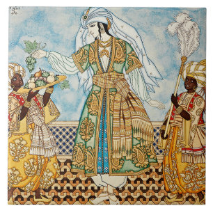 Azulejo De Cerâmica Ilustração "Mulheres Persas" por Ivan Bilibin