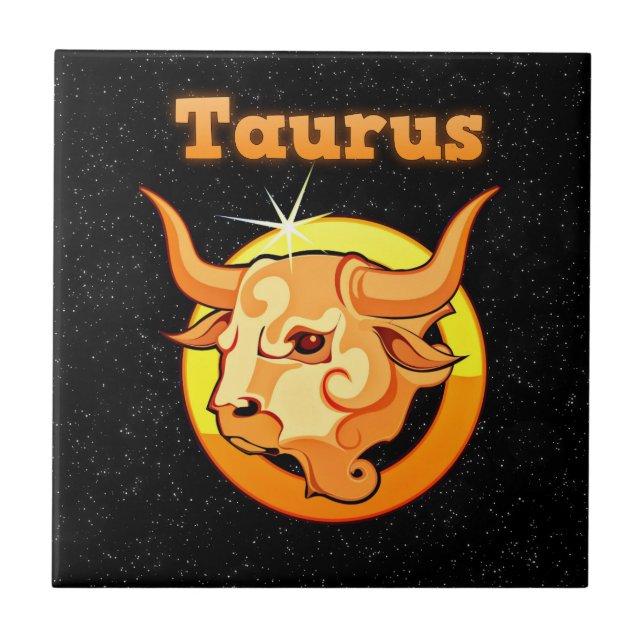 Azulejo De Cerâmica Ilustração Taurus (Frente)